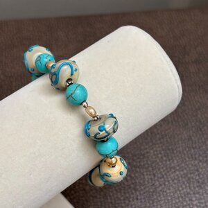 Designer Donna Dressler Sterling Silver Lampwork Bracelet